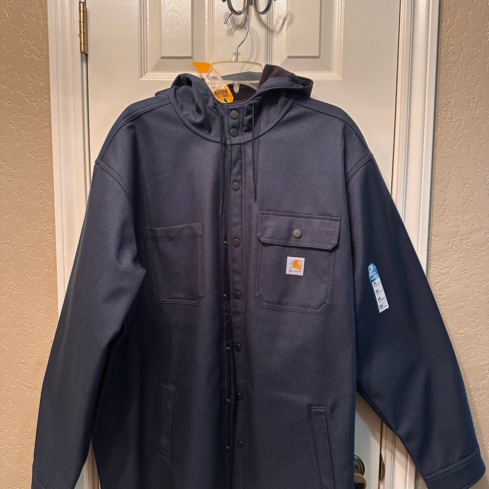 Carhartt Men's Dark Blue Hooded Rain Defender Jacket